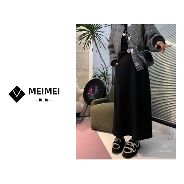 XMM.【软弹婴儿绒半身裙】冬季新款穿搭定制系列高腰显瘦明线半身裙