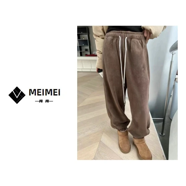 XMM.【摇粒绒卫裤】冬季新款时尚百搭休闲宽松显瘦纯色简约加绒卫裤