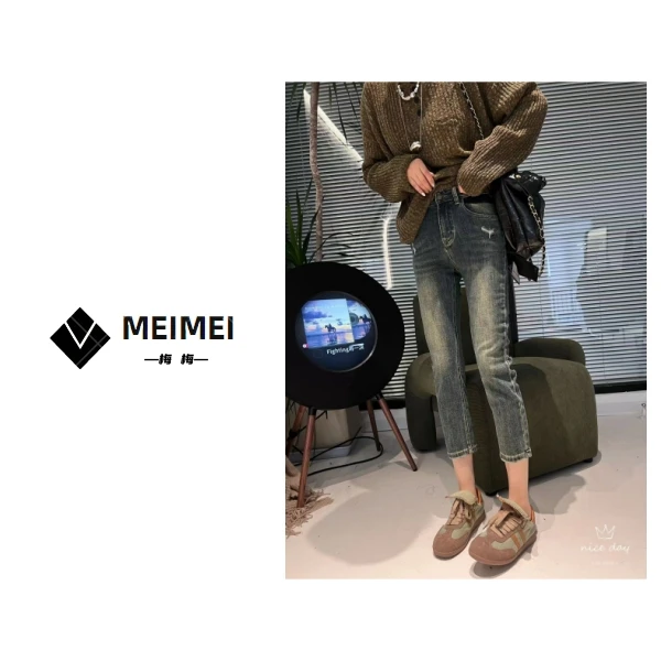 XMM.【复古烟管裤】秋季新款时尚百搭高腰显瘦直筒烟管裤-237271#