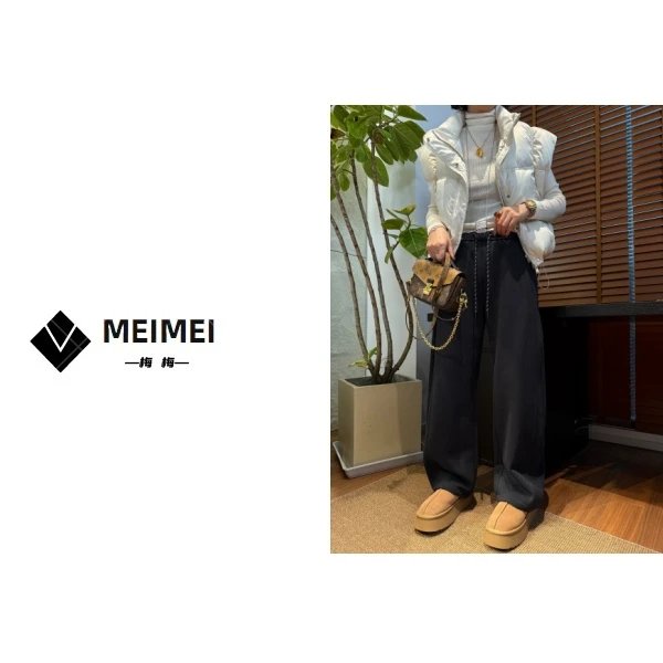 XMM【婴儿绒弯刀卫裤】秋冬新款加绒保暖时尚百搭休闲潮流韩版77385