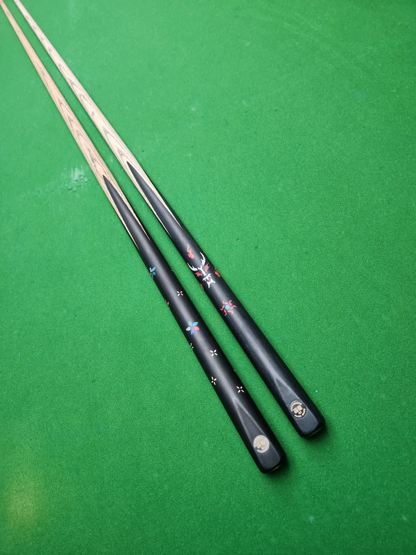 班恩台球杆Q1Q2中式黑八斯诺克小头通杆手工雕刻镶嵌桌球杆杆盒