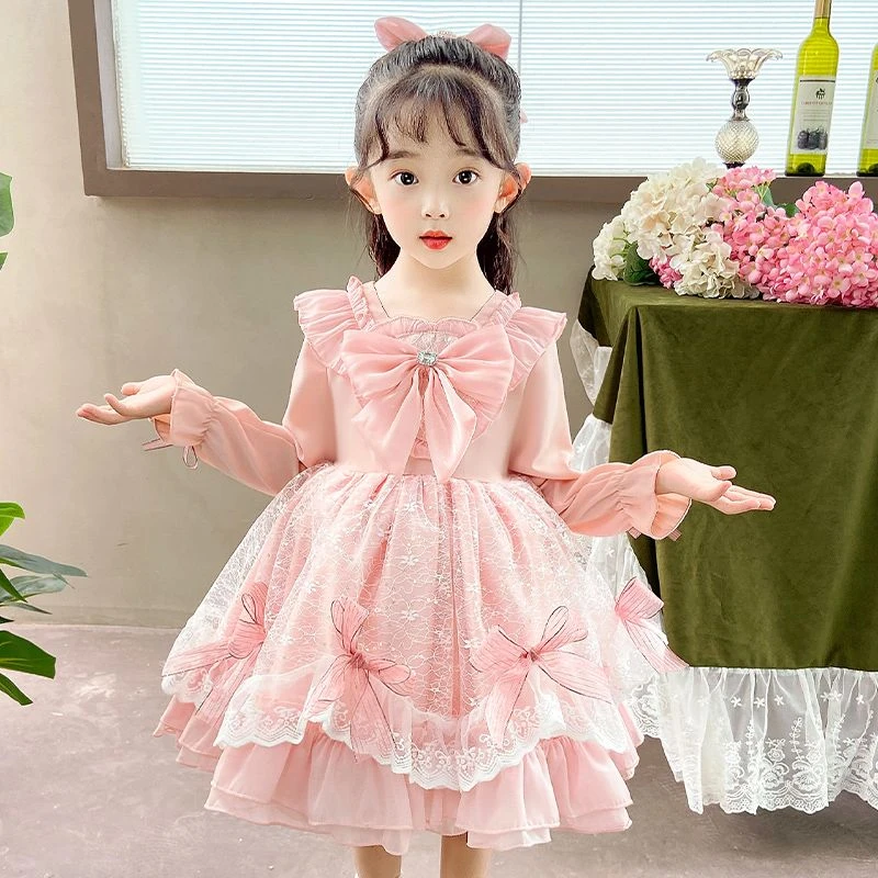 巴拉拉吧女童洛丽塔公主裙秋季小女孩秋装2024新款洋气儿童蓬蓬彩