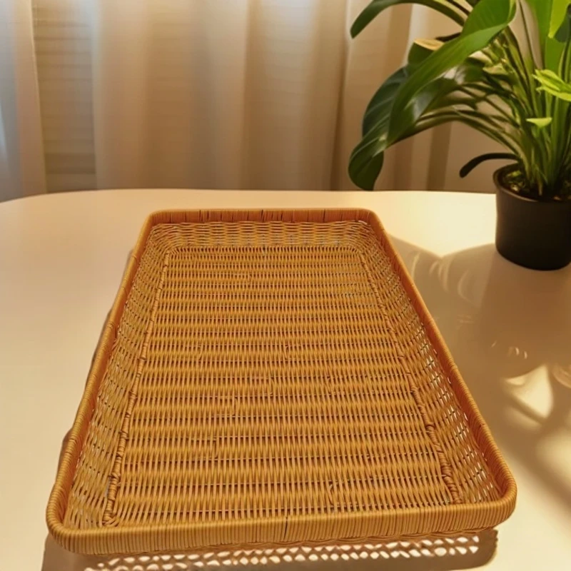 A179超大号长方形簸箕晒筐馒头筐收纳筐托盘篮纯手工编织65*42*8