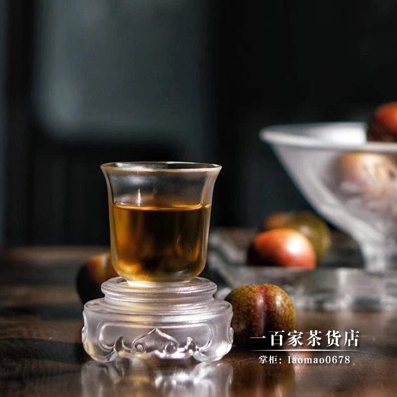 梁明毓古法琉璃品茗杯六方杯琉璃小茶杯茶具干泡茶席复古酒杯酒具
