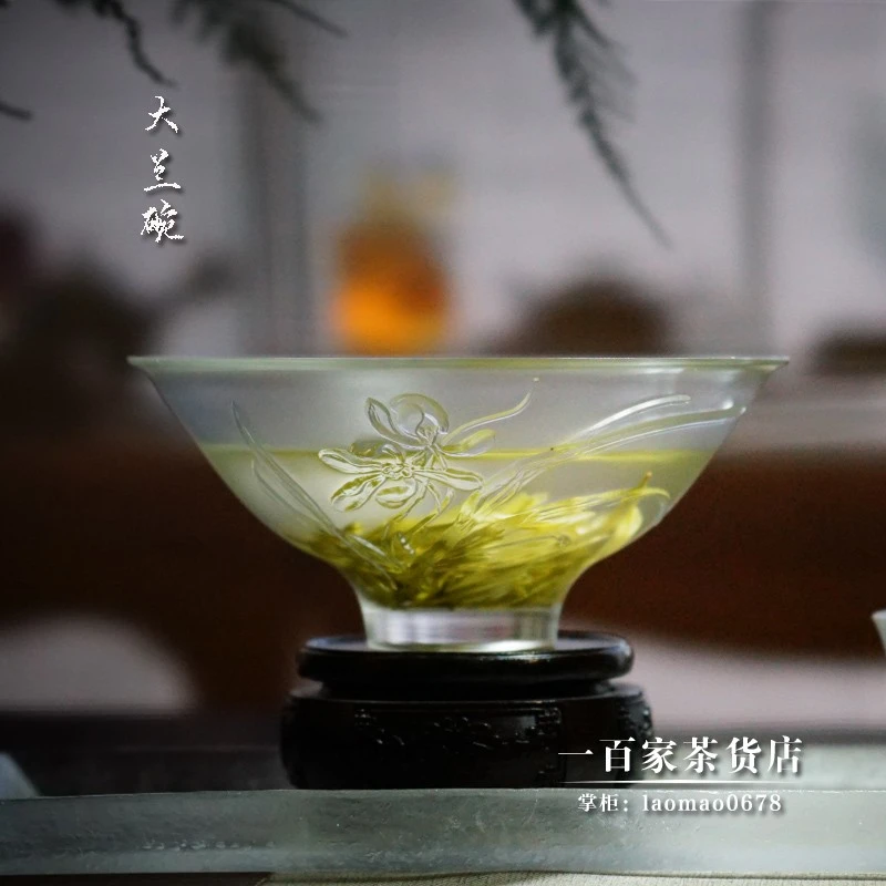 梁明毓原创设计 琉璃茶具 大兰碗绿茶碗泡 适用抹茶分汤 兰韵茶香