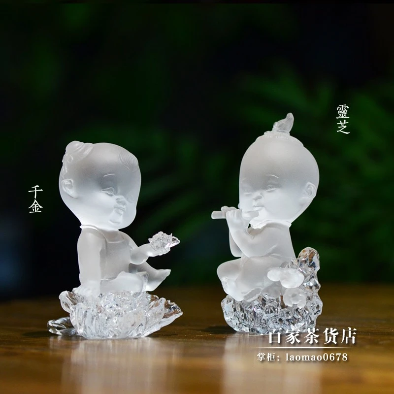 梁明毓琉璃艺术家 灵芝与千金 古法脱蜡工艺 禅意室内茶席摆饰