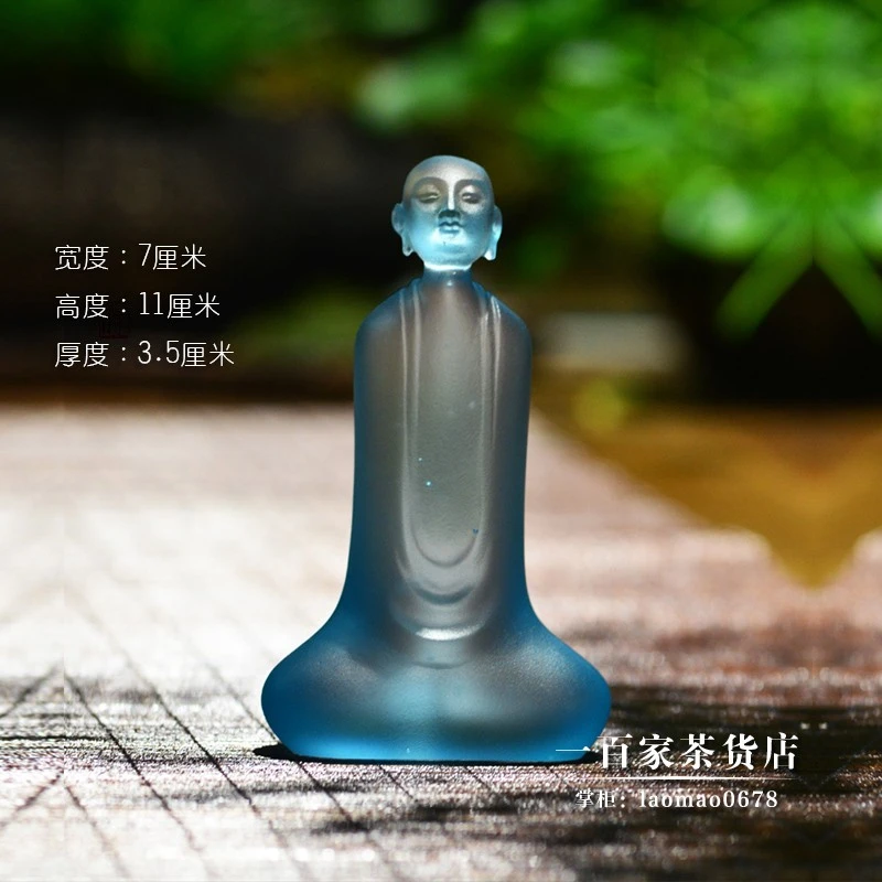 琉璃艺术家梁明毓成名原创作品沐浴佛光古法脱蜡禅意茶室书房摆件