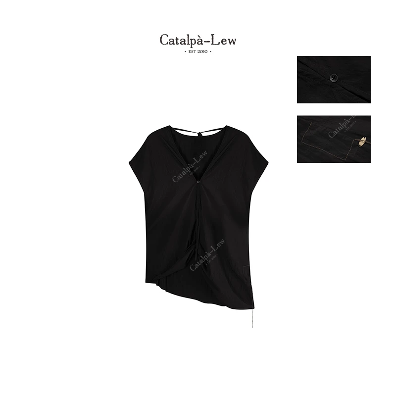 CatalpaLew「单枞」律动莫兰迪精标线迹至简立裁无袖背心 #C7295