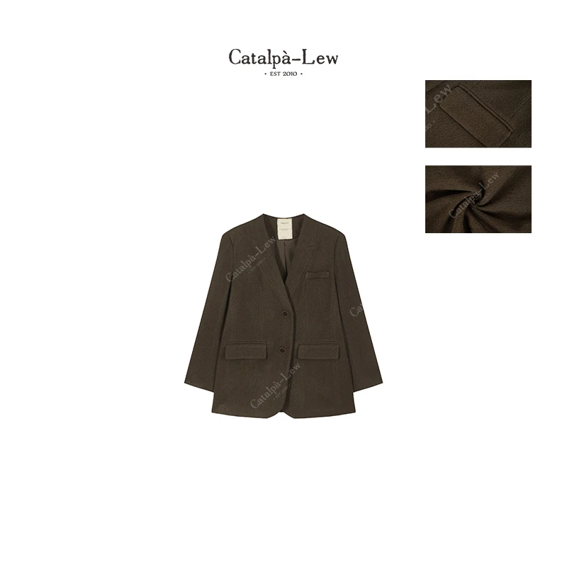 CatalpaLew「经典老西」东方静奢内嵌式衣领美利奴毛呢西装#C50397