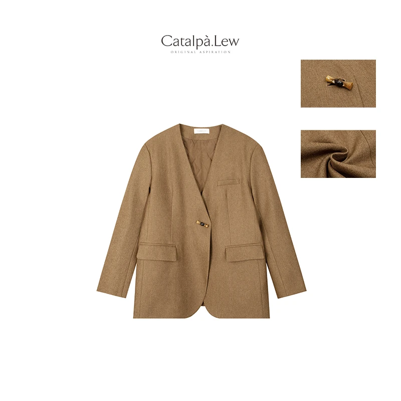 CatalpaLew「寻隐者」腔调穿搭 石湾陶瓷竹结扣夹棉外套#C8533