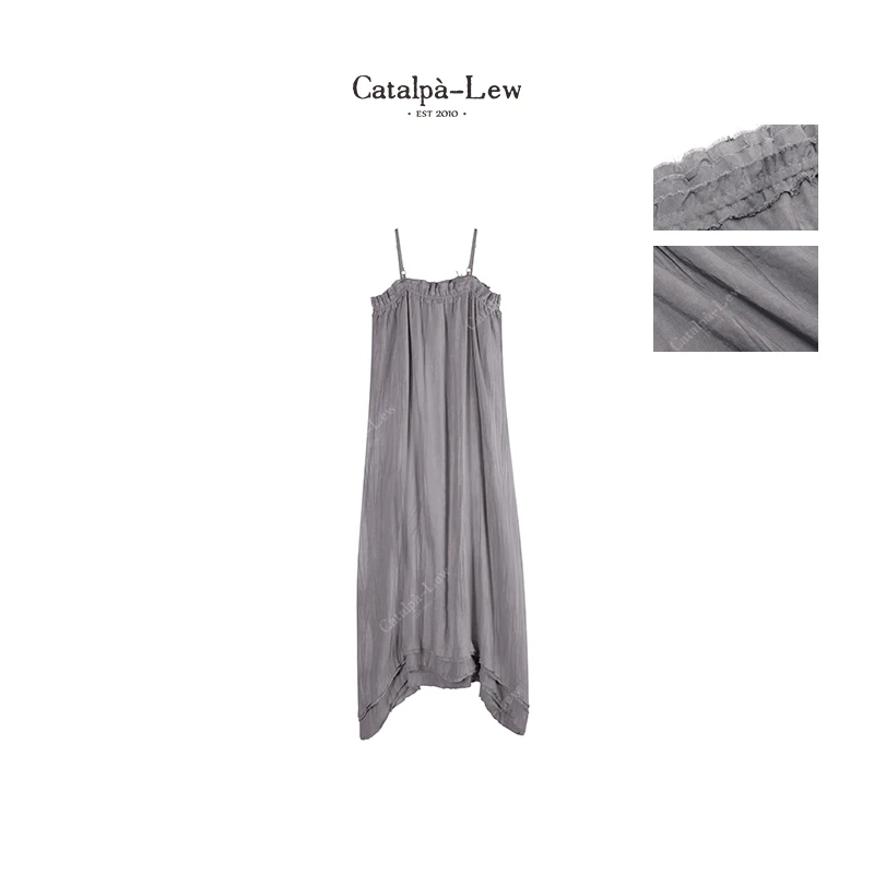 CatalpaLew「辰客」100%全天丝山脉肌理侘寂风宽松连衣裙 #C7106