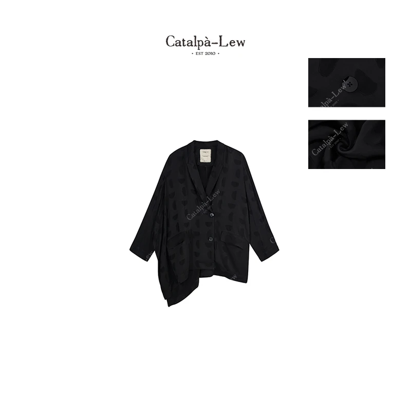 CatalpaLew「景暮伊回」侘寂非对称美学波点斗篷式休闲西服#C50236