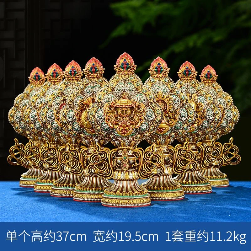 吉祥八瑞物摆件树脂吉祥八宝总集组合摆件西藏家用桌面八瑞物一套