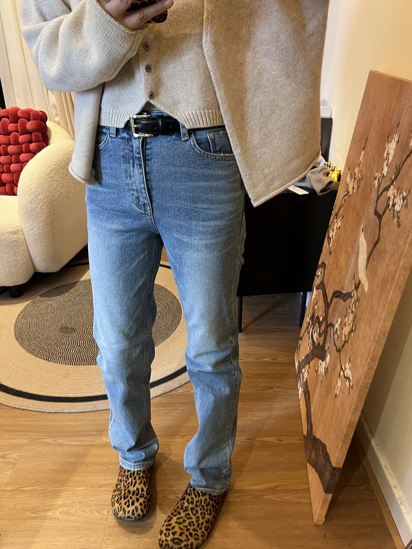 【Miss 程】东大门秋冬净版中筒直筒牛仔裤