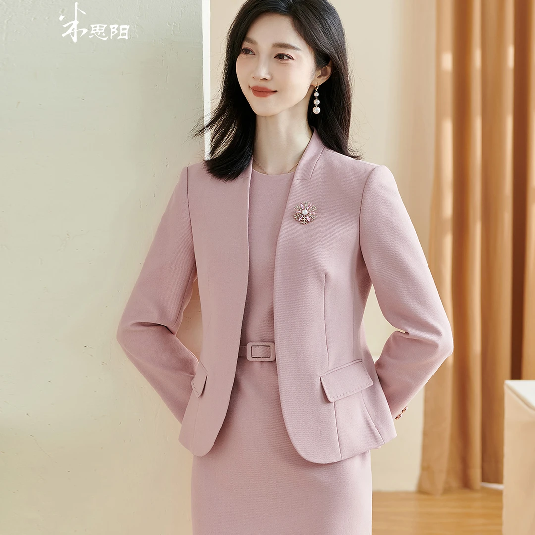 米思阳职业气质粉色休闲职业西装外搭小个子炸街外套5M24AX1133