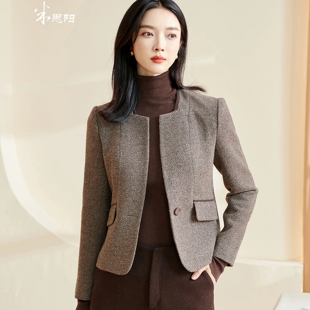 米思阳春秋气质短款百搭小香风洋气上衣女外套轻奢外套5R23CW3034
