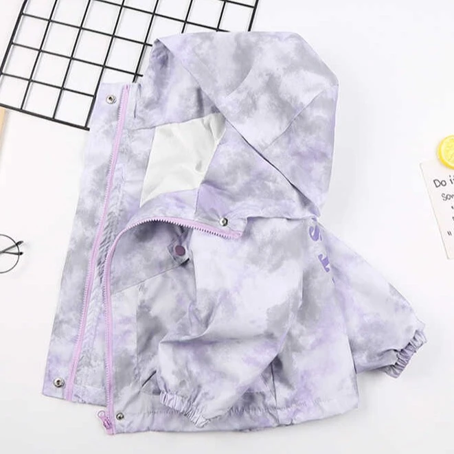 女童冲锋衣外套新款儿童秋装洋气夹克女孩秋季防风中大童连帽春秋