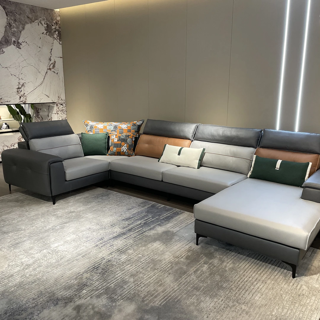 科技布客厅方形布艺沙发U型大中户型沙发简约现代轻奢免洗家用