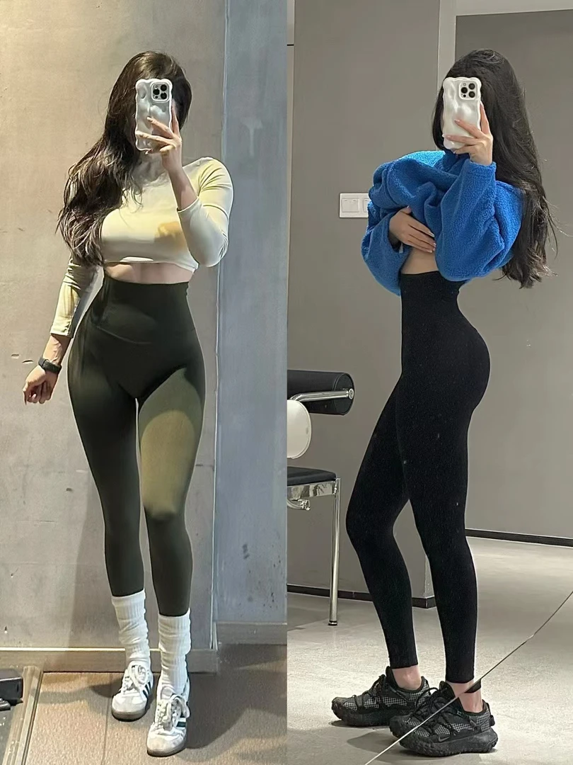 JSYC健身衣橱-超高腰保暖弹力针织提臀运动瑜伽健身裤压力打底裤