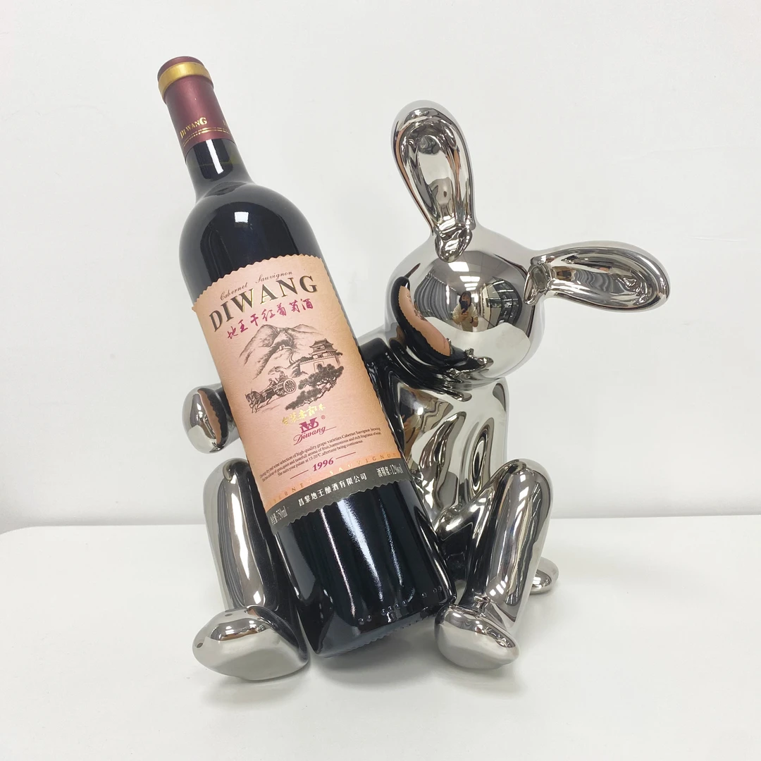 创意兔子酒架装饰品客厅玻璃柜家居软装装饰品收纳摆件高档酒瓶架