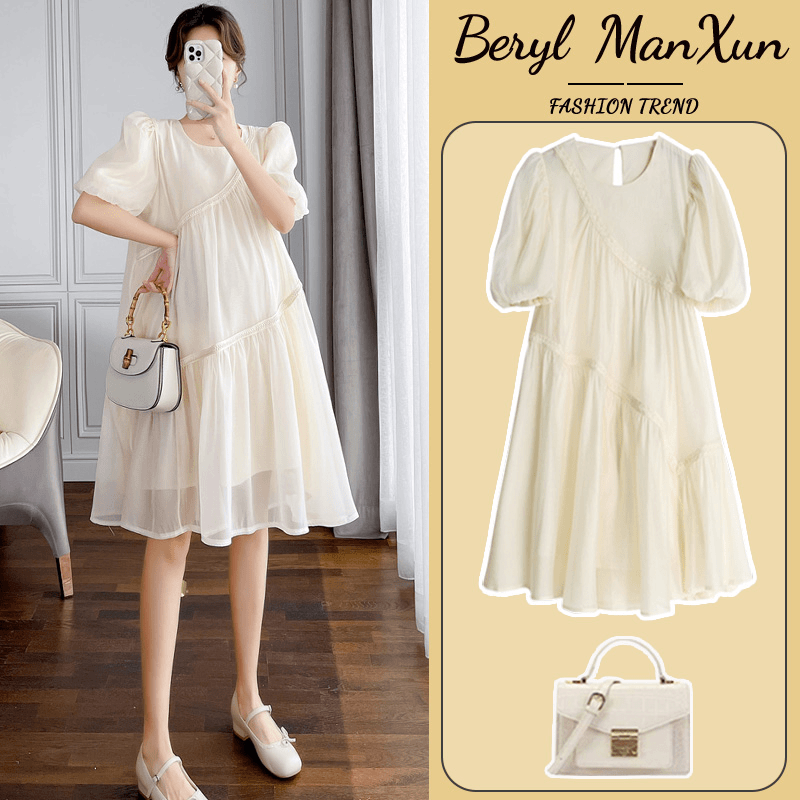 孕妇连衣裙夏款2024新款小个子女潮妈大码宽松雪纺夏装裙子孕妈妈