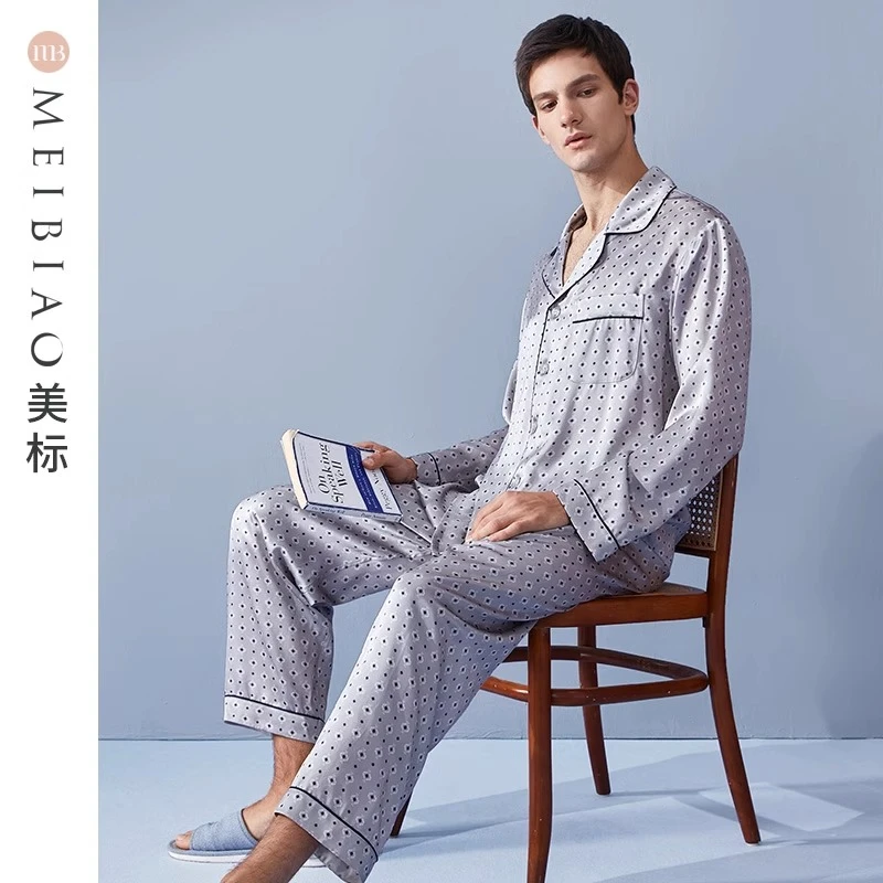【美标年中大清仓】100桑蚕丝睡衣男套装020810