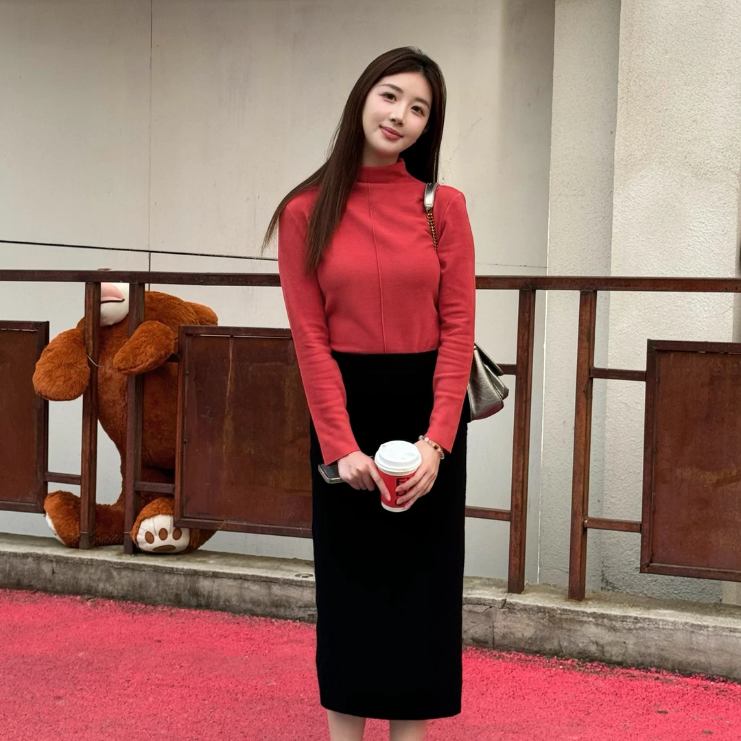 半高领保暖长袖打底衫女冬季加绒加厚内衣单件上衣内搭外穿W2439