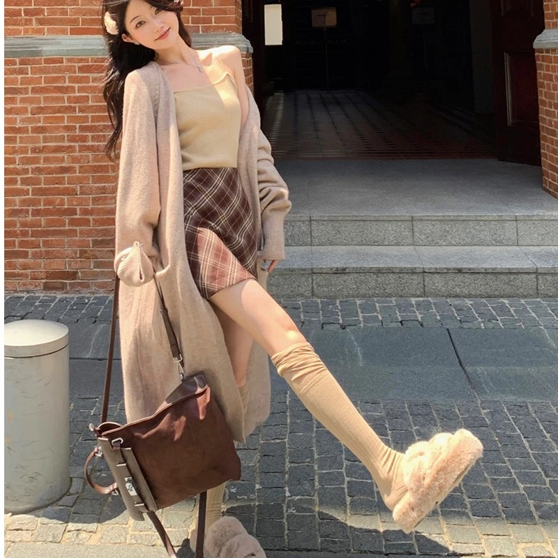 佐佐家小个子 韩版百搭毛毛拖鞋女秋季外穿法式厚底增高棉拖鞋子