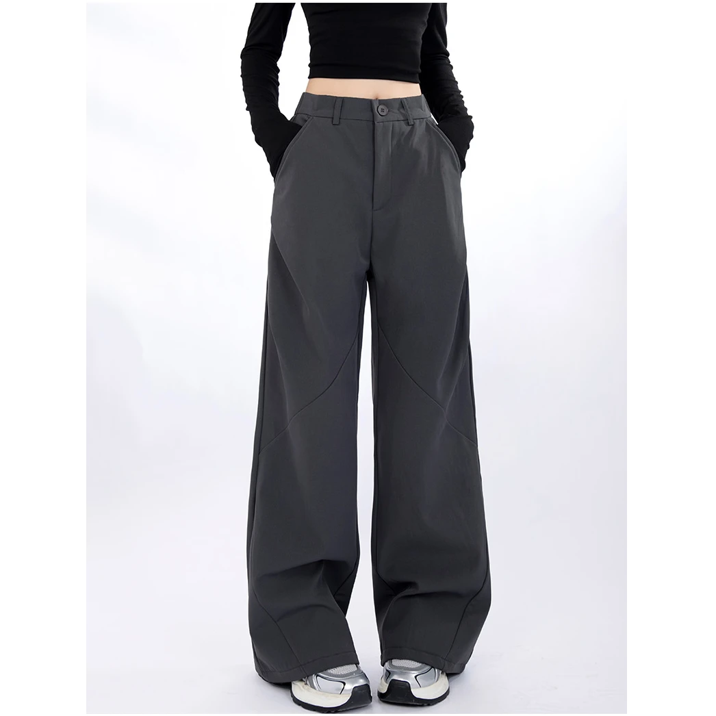 【长裤系列】美式拖地工装裤 弹力高腰设计 加绒直筒宽松休闲裤