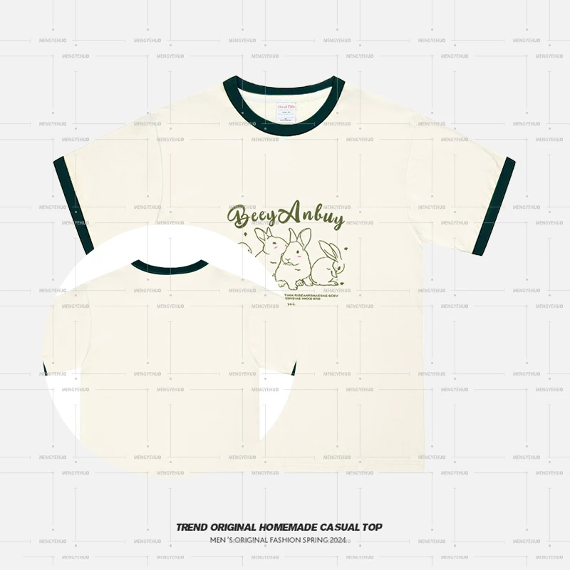 【T恤系列】一窝兔子  撞领休闲短袖