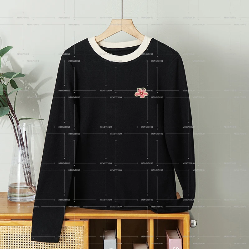 【长T系列】彩花  刺绣磨毛打底衫 显瘦百搭