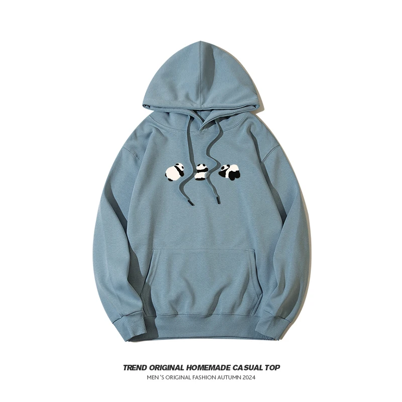 熊猫基地男女同款无性别穿搭350g连帽卫衣小众