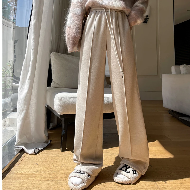 【长裤系列】冬日回忆 加绒 人字纹抽绳直筒秋冬保暖