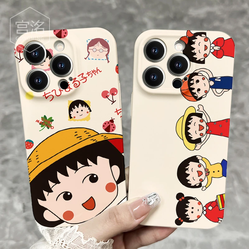 米白大脸小丸子情侣款iPhone14promax苹果13/12/11菲林手机壳网红