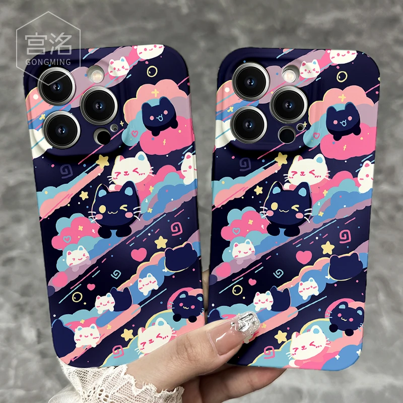 彩云黑猫iPhone14promax苹果13华为12菲林手机壳oppo小米vivo