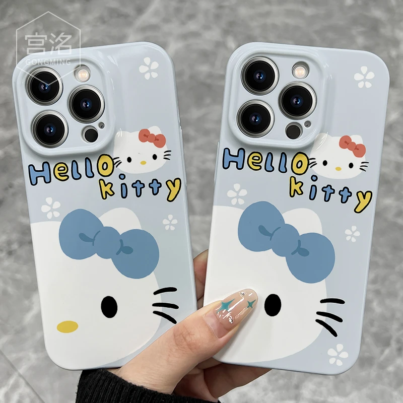 蓝色蝴蝶结凯蒂猫iPhone14promax苹果13/12/11菲林手机壳华为oppo