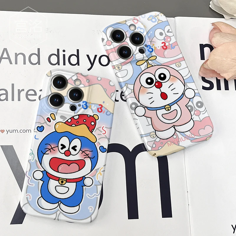 卡通叮当猫情侣款iPhone14promax苹果13/12/11菲林手机壳网红