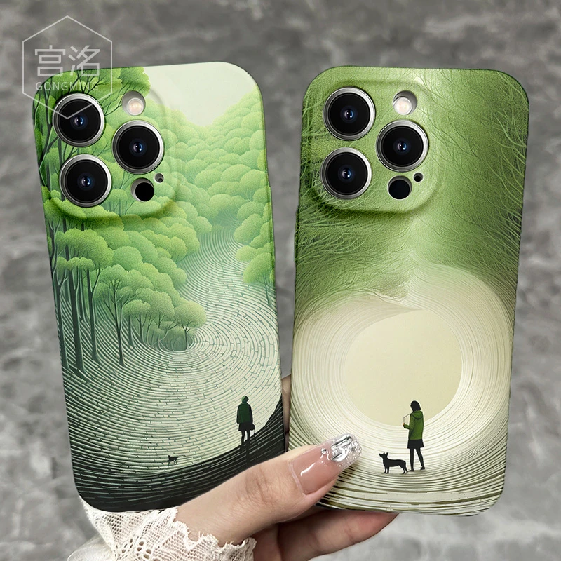 斜坡看狗人影苹果iPhone14/13promax手机壳菲林华为oppo小米vivo