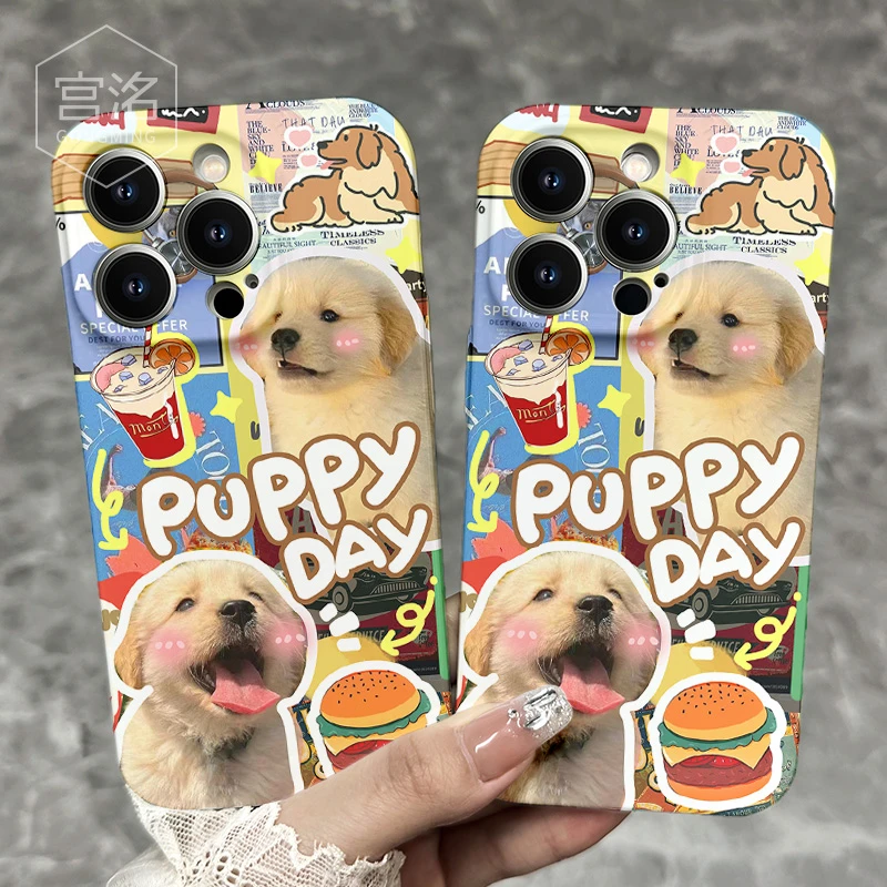 汉堡调皮狗iPhone14promax苹果13/12/11菲林手机壳华为oppovivo套