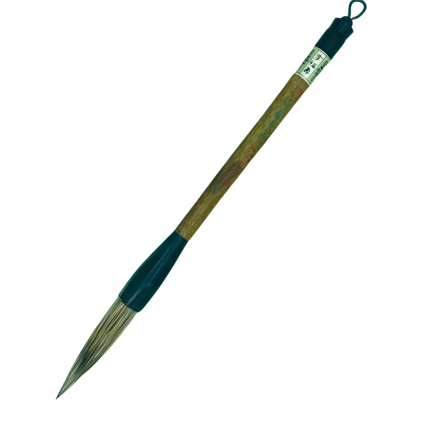 回流李福寿二号石貛书画毛笔，出峰6.2CM，口径1.3CM，笔杆上下牛角。