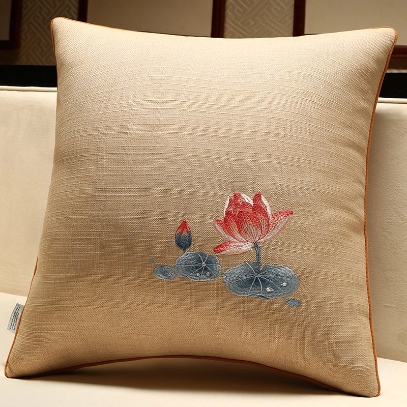 小荷【多丽丝麻】新中式抱枕沙发客厅靠枕不含芯大号抱枕套床头靠垫