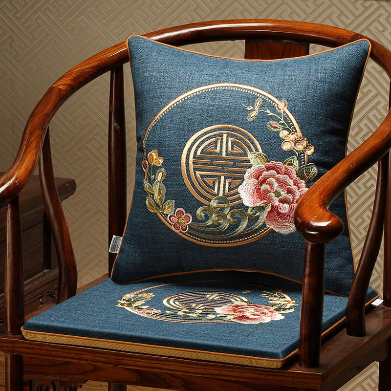 中式椅子坐垫靠背一体实木餐椅太师椅圈椅垫防滑红木沙发座垫定制