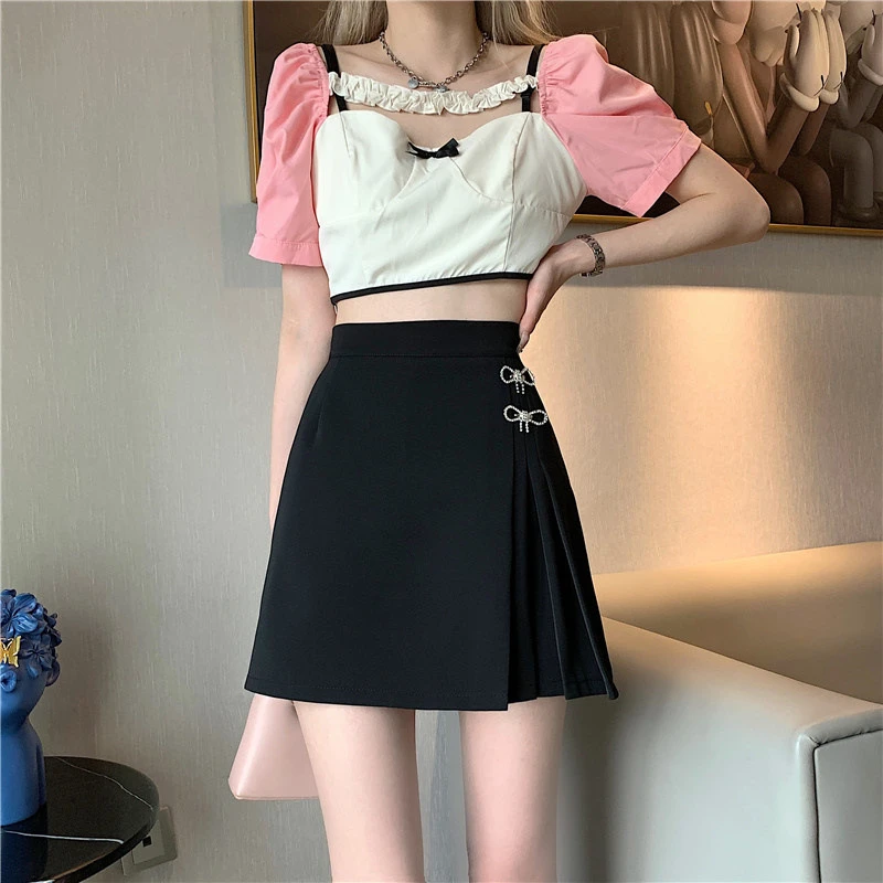 韩版显瘦半身裙a字裙防走光裙子小个子气质短裙高腰时尚西装裙ins