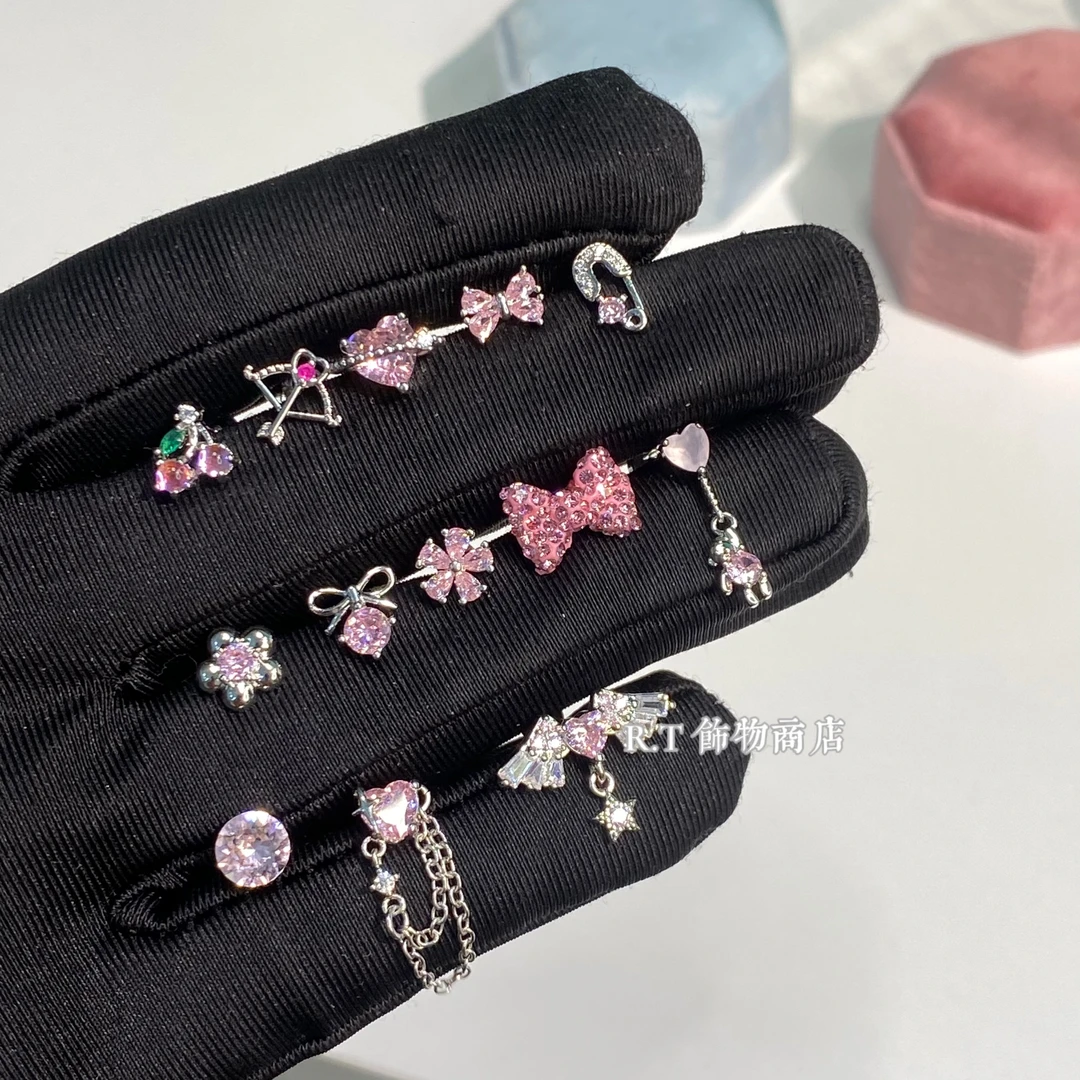 钛钢耳饰 【水蜜桃奶芙】粉色系耳骨钉 2件包邮