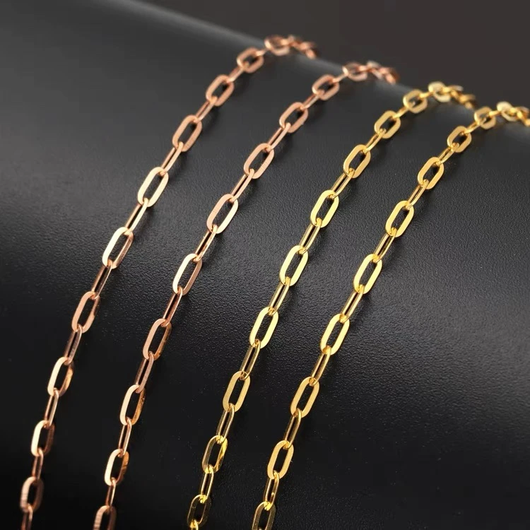 【言真严选】18k金卡卡链彩金项链欧美手工复古素链50cm