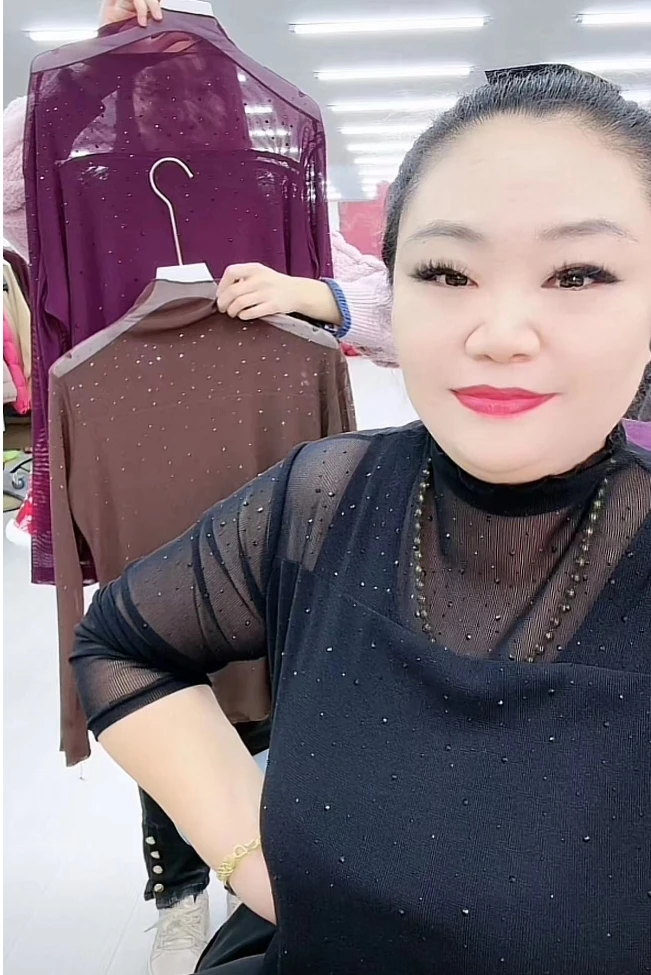 女士高领蕾丝钻打底衫8810-A116****