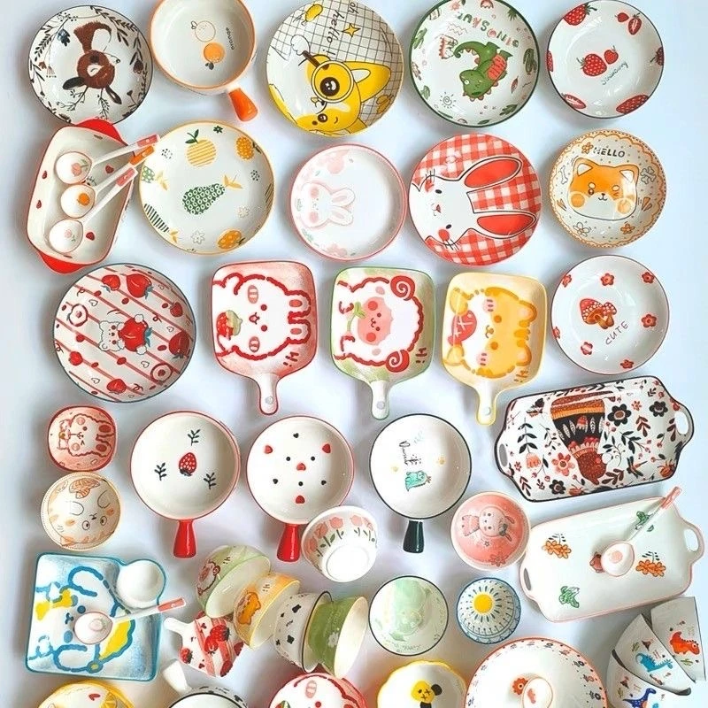 C陶瓷碗碟套装网红饭碗盘子面碗创意餐具套装日式餐具ins福袋