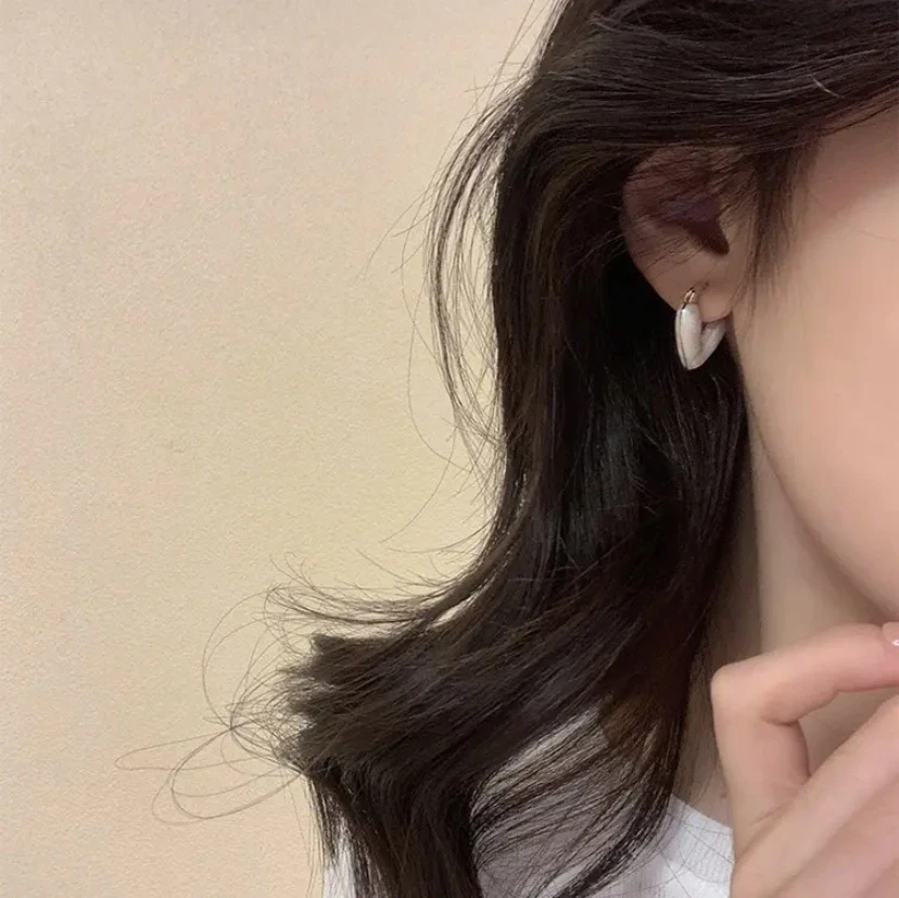 铜合金珐琅耳饰 春夏通勤百搭爱心耳环