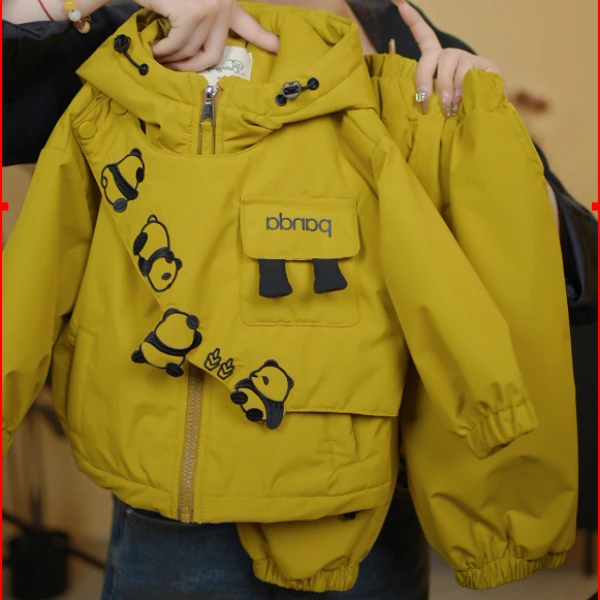 6035冬款加棉加厚冬季棉衣外套儿童熊猫韩版百搭休闲潮流卡通户外