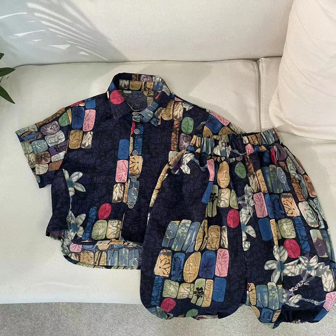 新中式2025夏季时尚韩版套装儿童宽松ins复古时髦百搭休闲套装